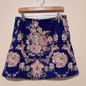 Anthropologie Maeve Navy Floral A-Line Skirt
